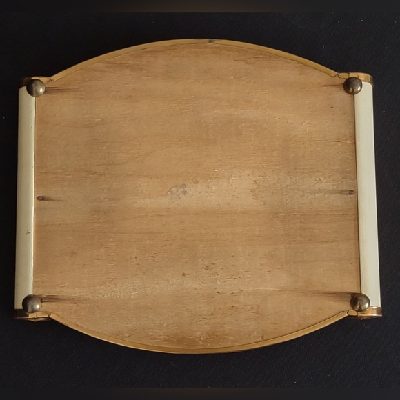 Art Deco 1930s Mirrored Brass and Lacquered Wood Tray - Picture 6 of 11